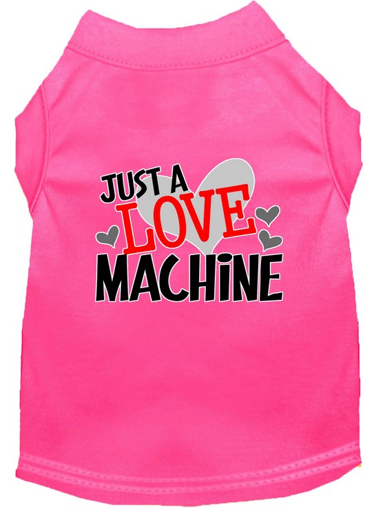 Love Machine Screen Print Dog Shirt Bright Pink Med